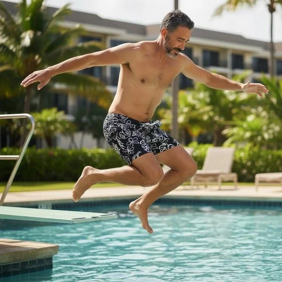 Chubbies Mens Swim Trunks Black White Tropical Floral 5.5 Inch Inseam Medium - Picture 2 of 7